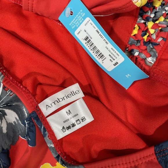 NWT $89 Ambrielle Hawaiian Floral One Piece Swimsuit in‎ Red [SZ Medium ] #3902 - Picture 11 of 12
